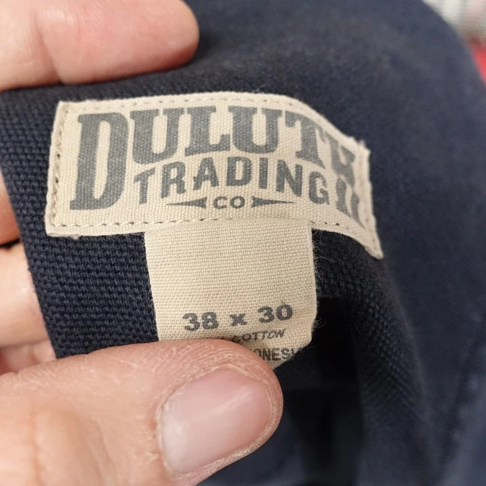 Duluth Trading Co Canvas Pants Mens 38x30 Blue Relaxed Fit Workwear